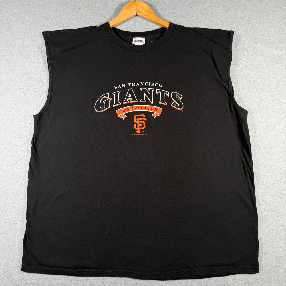 Vintage San Francisco Giants Baseball Club Black Sleeveless T-Shirt Mens XL‎